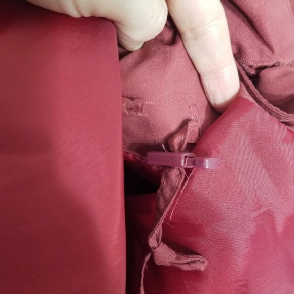 Utex Vintage Eaton's Red Wine Hooded Trench Coat Jacket Pocket Vented Small 90s - Picture 9 of 12